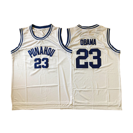 Maglia NBA NCAA Punahou Obama Bianco